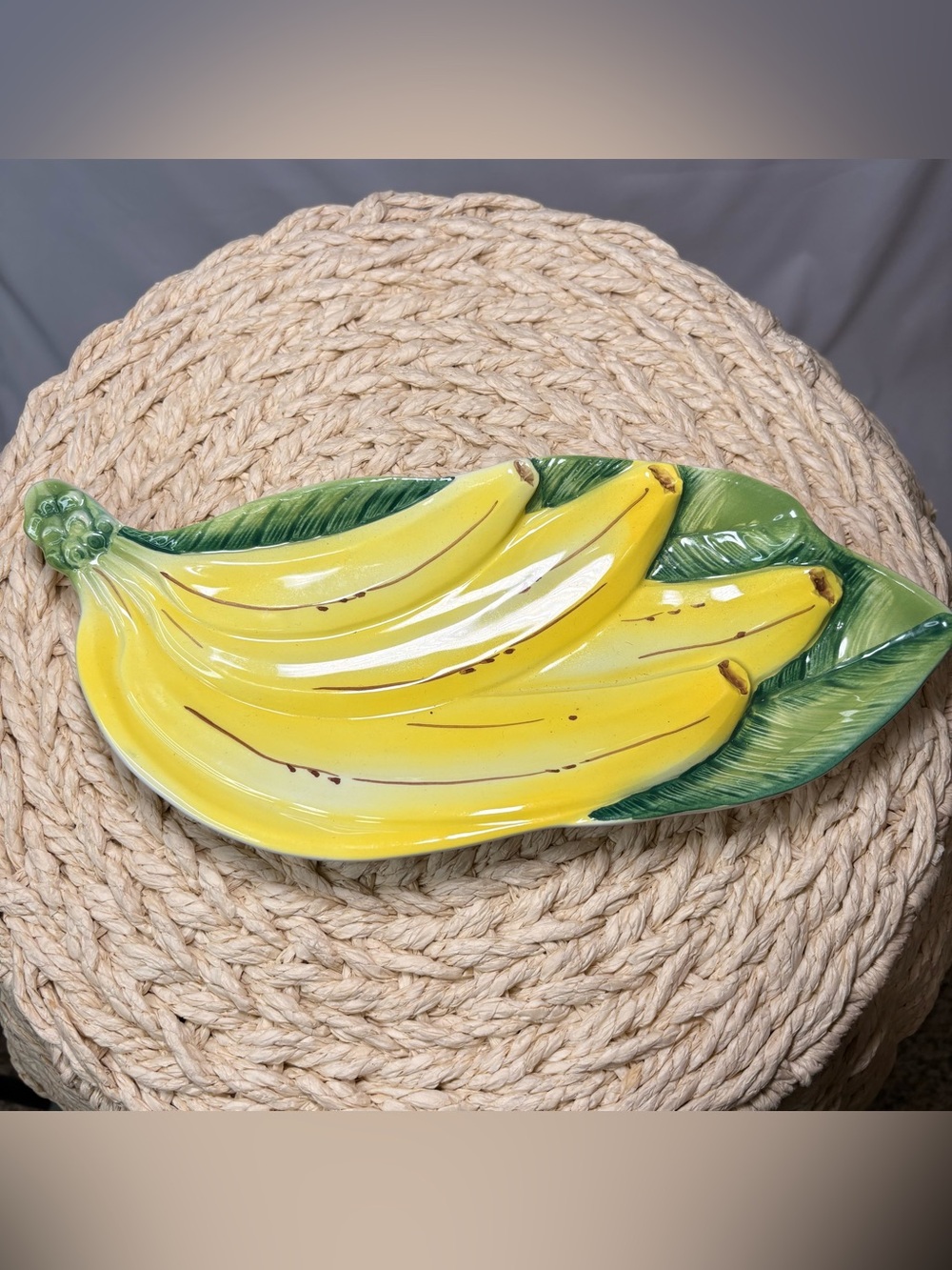 Vintage Vietri Italy Banana Ceramic Serving Tray Tropical Fruit Kitchen Decor